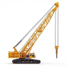 Crawler Crane isolated on white background. Crane icon. Heavy Machinery isolated on white. Construction Crane. Crawler Crane Design Element. Crane Vehicle Isolated for Designers.