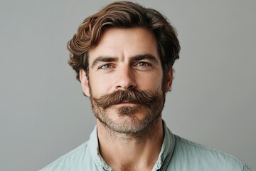 Obraz premium Groomed hipster with long mustache after visiting the barbershop