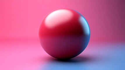 Red Sphere on Pink and Blue Gradient Background