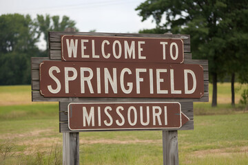 Welcome to Springfield Missouri Wooden Sign with Rustic Charm and State Pride in the Heart of the Ozarks