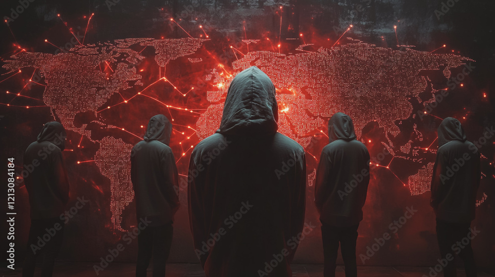 Wall mural hacker are planning to hack and attack networks and cyber security systems.team people innovation co