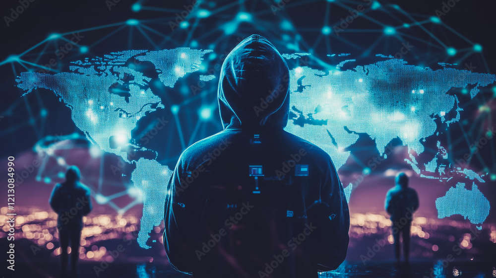 Wall mural hacker are planning to hack and attack networks and cyber security systems.team people innovation co