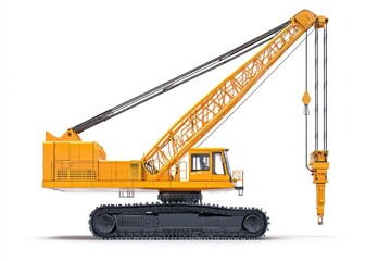 Crawler Crane isolated on white background. Crane icon. Heavy Machinery isolated on white. Construction Crane. Crawler Crane Design Element. Crane Vehicle Isolated for Designers.