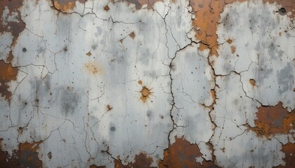 Obraz premium Weathered wooden wall texture with peeling paint, a rustic grungy backdrop 