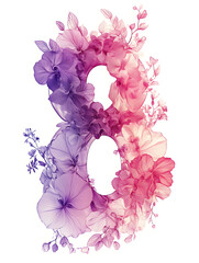 number eight 8 happy international women's day illustration woman floral flowers 