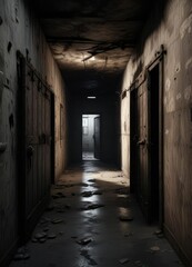 Abandoned prison cells with open doors and darkness , metal, desolate, keys