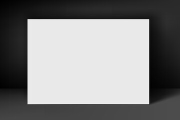 Horizontal blank board on dark background. 3d vector mockup