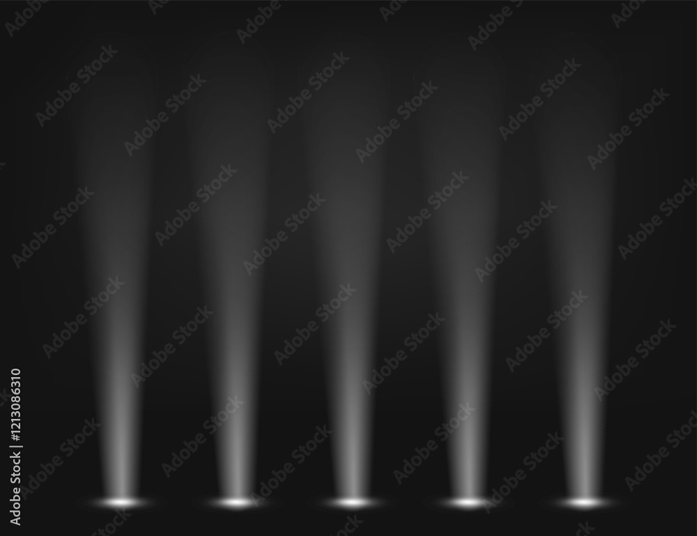 Poster Illuminated stage with white projector. Abstract vector background
