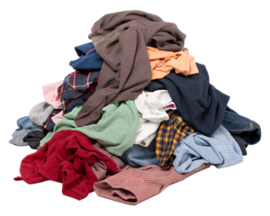 pile of dirty clothes, soft focus isolated on the transparent background