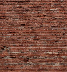 Obraz premium Abstract pattern of red bricks in an old wall, repeating, geometric, structure