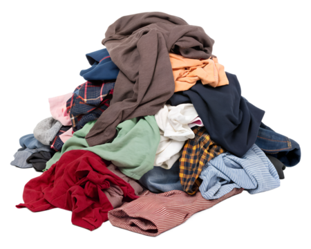 pile of dirty clothes, soft focus isolated on the transparent background