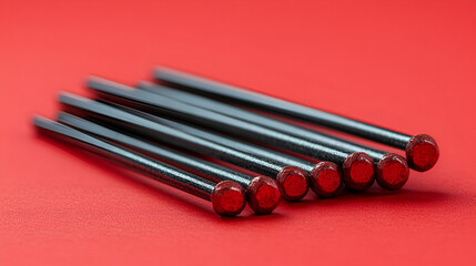 Minimalist tent peg set isolated on a flat earthy