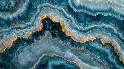 Fototapeta premium Blue marble with gold veins, abstract background texture.