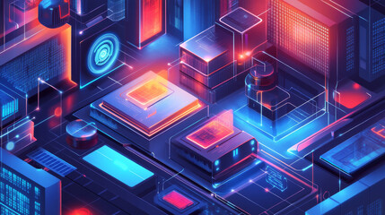 A futuristic representation of technological workflows, highlighting storage systems, neural links, and progressive AI processes.