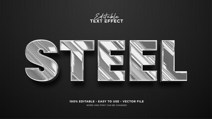 Editable stainless steel 3d text effect, chrome text style effect