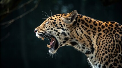 Obraz premium jaguar roaring in the dark
