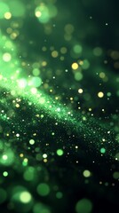Abstract Green Bokeh with Sparkling Particles