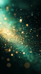 Golden Glitter and Teal Bokeh Glow