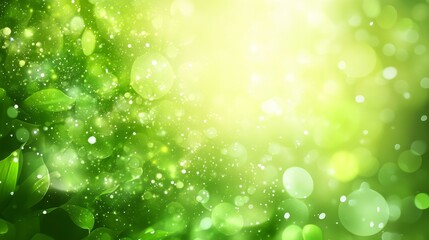 Obraz premium Glowing green leaves with light bokeh