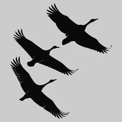 a group of birds flying silhouette vector design art and illustration