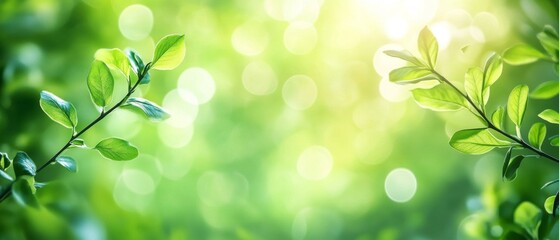 Obraz premium Fresh Green Leaves with Sunlit Bokeh