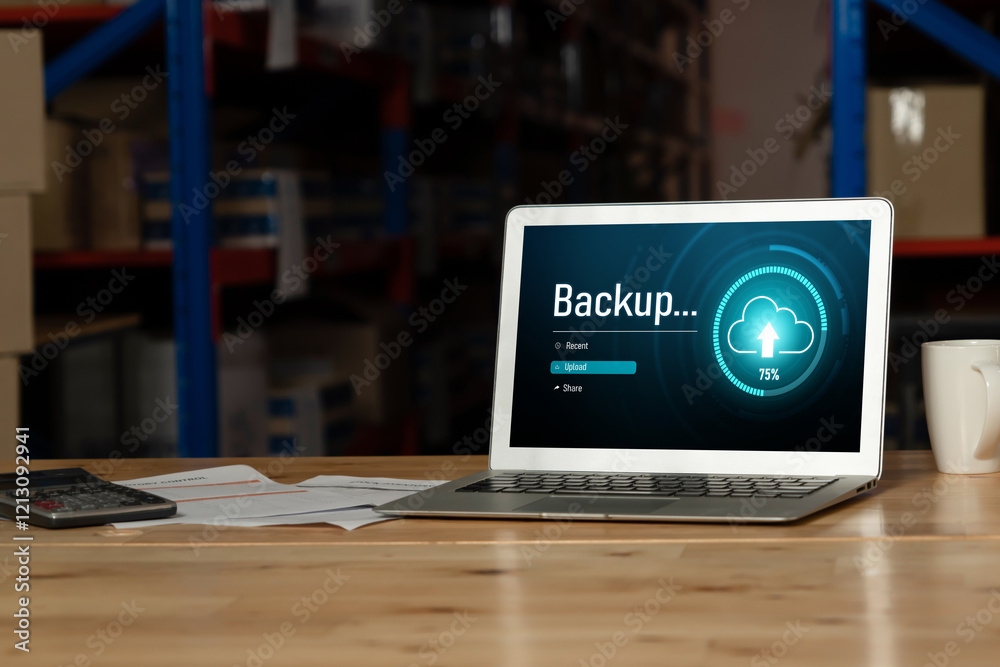Poster backup storage data internet technology business concept. database storage cloud technology file dat