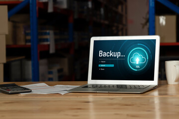 Backup Storage Data Internet Technology Business concept. Database storage cloud technology file data transfer sharing, cyber, big data information, internet banking application download upload snugly