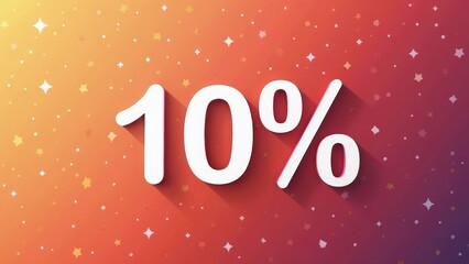 Bright Design Showcasing 10 Percent in a Colorful Background With Stars and Gradient Hues, Ideal for Promotional Activities or Discount Announcements