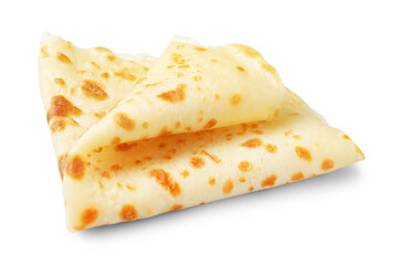 One delicious folded crepe isolated on white