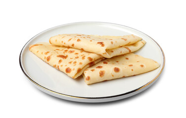 Delicious fresh folded crepes isolated on white