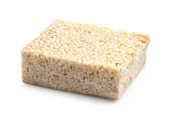 Delicious puffed rice bar isolated on white