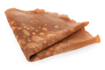 One delicious chocolate crepe isolated on white