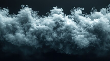 Fototapeta premium Abstract smoky cloud texture on black background.
