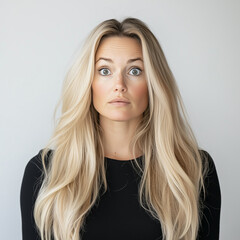 Fototapeta premium frau, schönheit, haar, gesicht, blond, gestalten, blond, leitbild, auge, lächeln, 1, lang, person, lächelnd, ausdruck, leute, make-up, haut, frau, glamour, close up, blick, anschauen, frisur, sinnlich