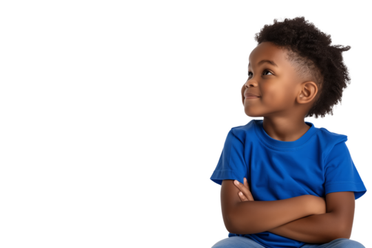 Portrait of a Happy Young African American Boy, isolated from background, png