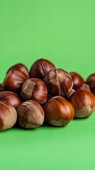 Obraz premium Close-up of Hazelnuts: A Nutritional Delight