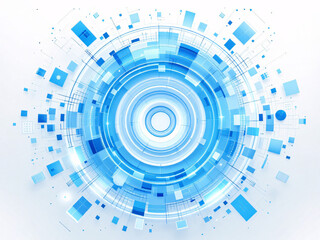Futuristic blue circles with glowing digital light