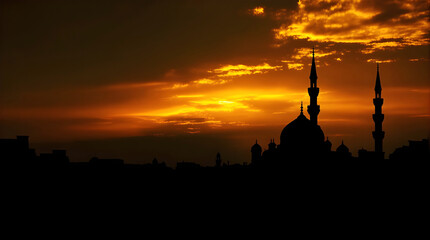 Ramadan celebration mosque sky and ramadan kareem background
