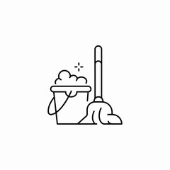mop cleaning kit icon sign vector