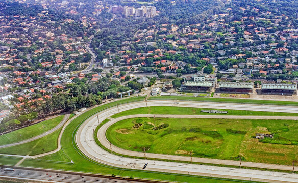 Aerial View of the JOCKEY CLUB. Sao Paulo is an alpha global city and the most populous city in Brazil and world's 12th largest city proper by population. 2018