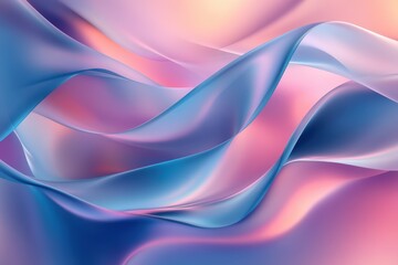 Naklejka premium Abstract background of smooth flowing ribbons in iridescent colors like blue, pink, and white
