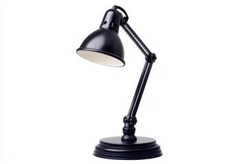 Classic black desk lamp on white background