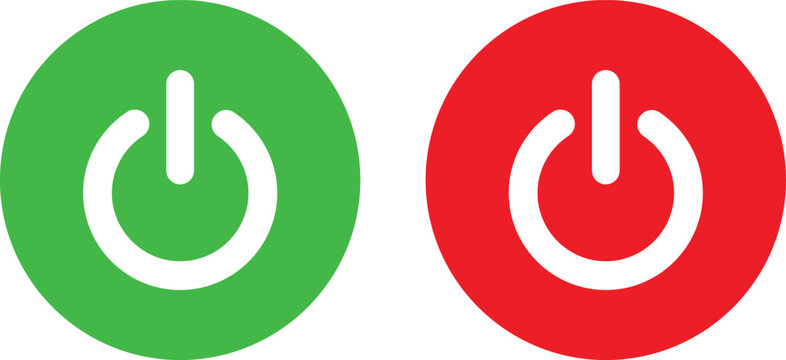 Power On Off Button icon in flat set. vector for apps or web Energy switch Power turn on, off symbol, shutdown Press start sign isolated on transparent background circle symbol Electric power