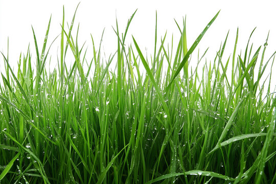 Mokra zielona trawa po deszczu, krople wody