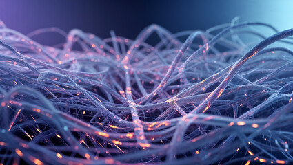 intertwined wires optical fibers, a technological concept for high-speed internet and digital data networks