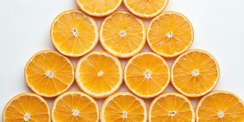 Fototapeta premium A stylized arrangement of sliced oranges forms a geometric pattern that adds texture and visual interest to any room, orange slices, geometric patterns