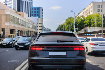 Car traffic on an avenue in the city