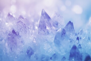 Obraz premium Close-up of blue crystal formations, showcasing intricate textures and a dreamy, ethereal quality.