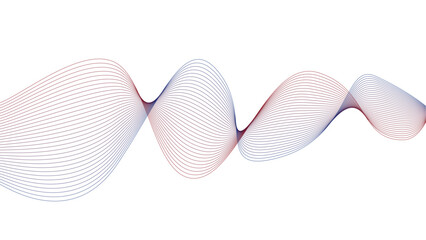 Vector curvy abstract line art wavy flowing dynamic blue and orange in concept music or sound, wave, wind, information flow