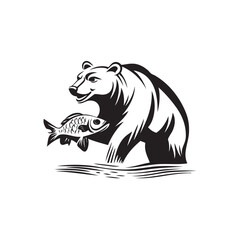 bear catch fish illustration